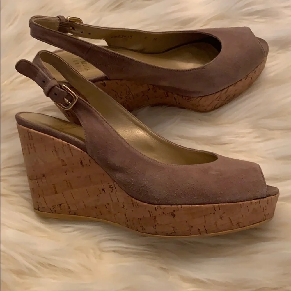 Stuart weitzman suede leather wedge shoes size 9 - Picture 4 of 5